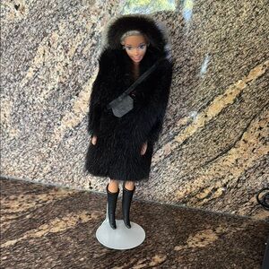 Barbie Black Winter Fashion Doll with Black Mink Coat